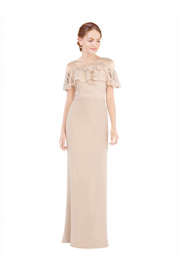 Off the Shoulder Sleeves Sheath Chiffon Prom Dress Clearance
