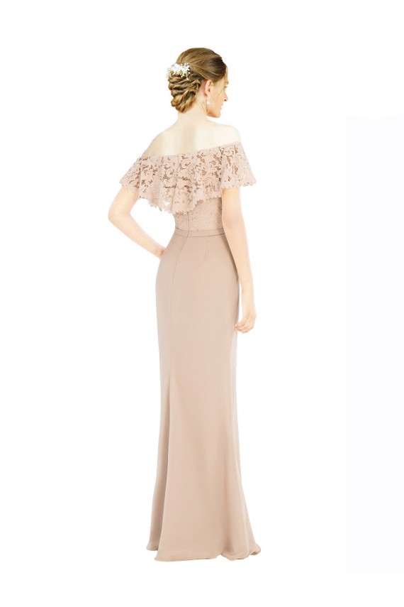 Off the Shoulder Sleeves Sheath Chiffon Prom Dress Clearance