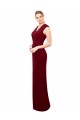Cap Sleeves Chiffon Prom Dress with Pleated V-Neck Bodice Clearance