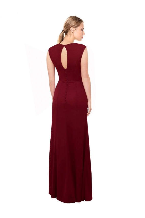 Cap Sleeves Chiffon Prom Dress with Pleated V-Neck Bodice Clearance
