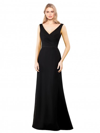 V-Neckline Chiffon Prom Dress with Draped Bodice Clearance