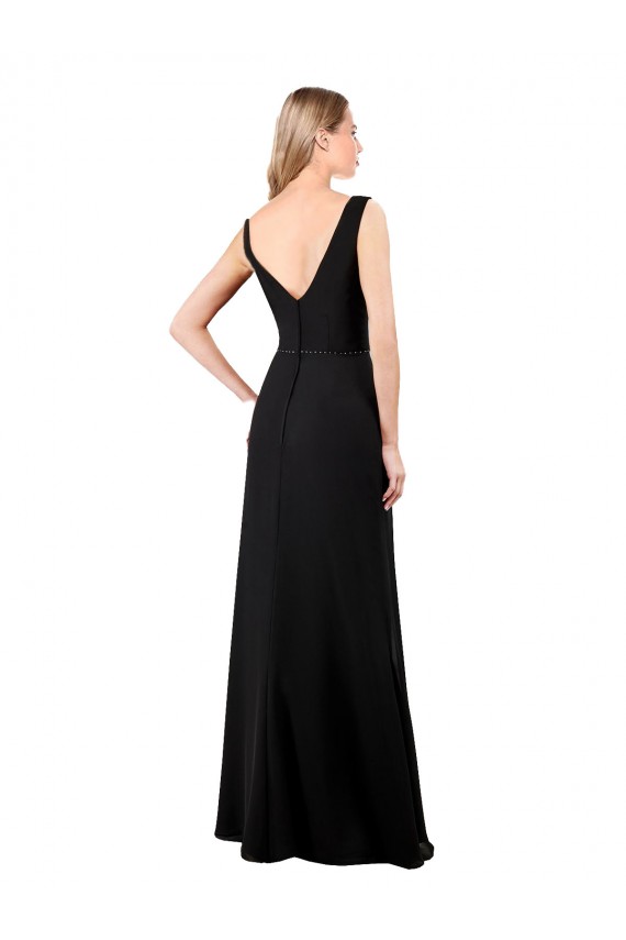 V-Neckline Chiffon Prom Dress with Draped Bodice Clearance