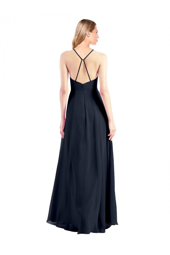 Plunging V-Neckline Halter Chiffon Wrap Prom Dress with High Slit Clearance