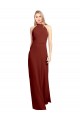 Slim High Neck Halter Fitted Open Back Chiffon Prom Dress Clearance