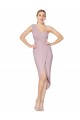 High Low One Shoulder Ruffles V-Neck Chiffon Wrap Prom Dress Clearance