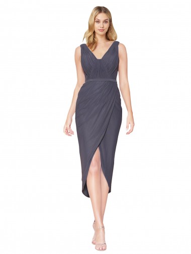 High Low V-Neck Chiffon Mermaid Wrap Prom Dress Clearance