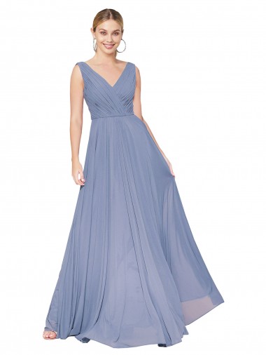 Floor Length High Neck V-Back Chiffon Prom Dress Clearance