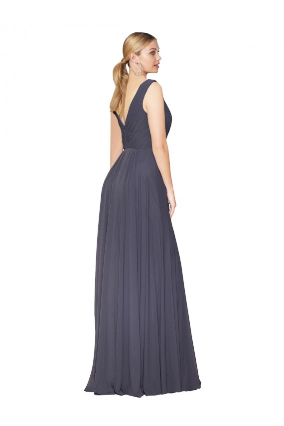 Floor Length High Neck V-Back Chiffon Prom Dress Clearance
