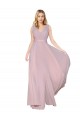 Draped V-Neck Long Chiffon Prom Dress with Shirred Bodice Clearance