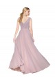 Draped V-Neck Long Chiffon Prom Dress with Shirred Bodice Clearance