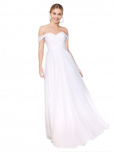 Off the Shoulder Long Full Length Chiffon Prom Dress Clearance