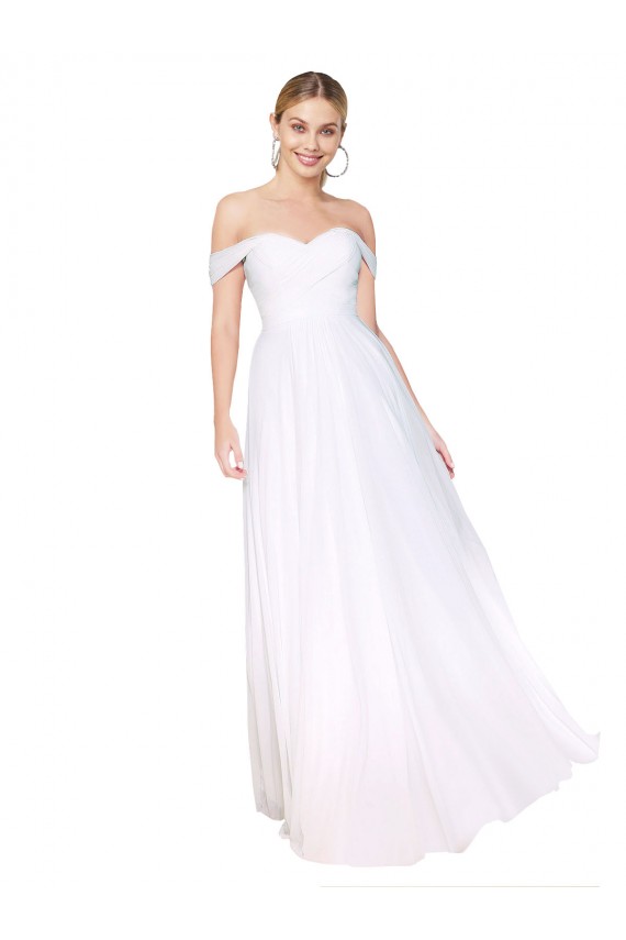 Off the Shoulder Long Full Length Chiffon Prom Dress Clearance