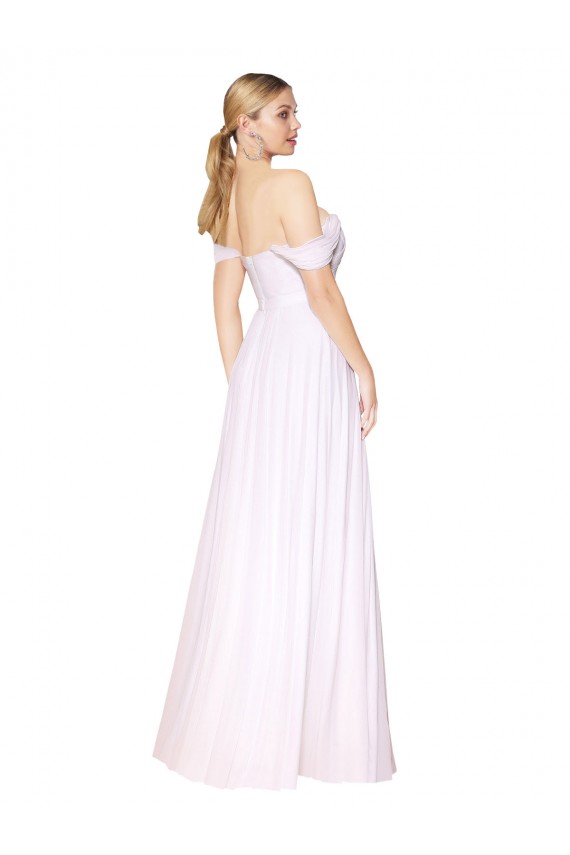 Off the Shoulder Long Full Length Chiffon Prom Dress Clearance