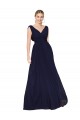 Draped Long V-Neck Floor Length Chiffon Prom Dress Clearance