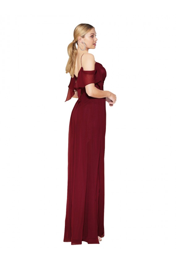 Cold Shoulder Long Mermaid Chiffon Prom Dress with Straps Clearance