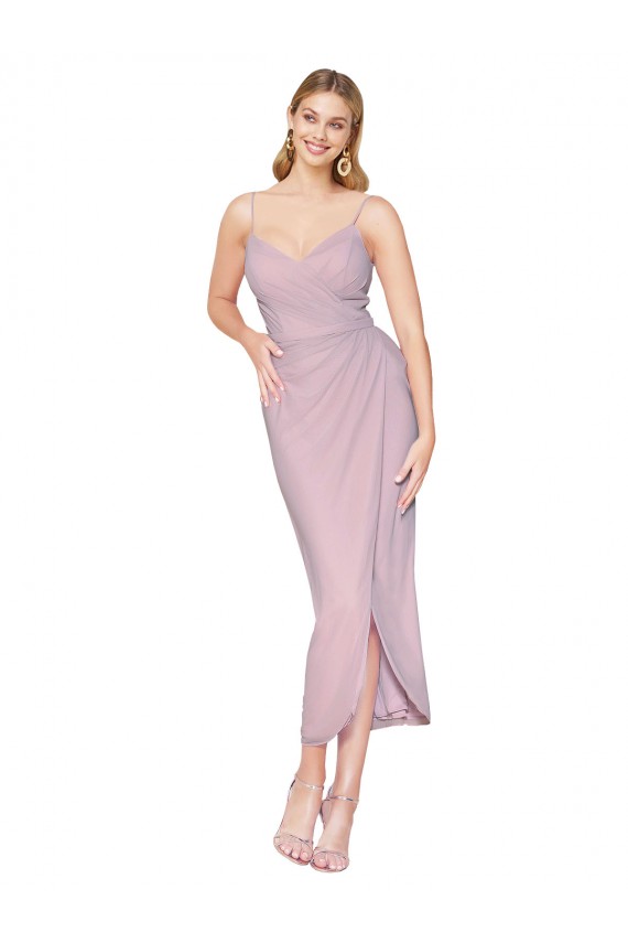 Short Knee Length Chiffon Wrap Cocktail Prom Dress / Homecoming Dress with Straps Clearance