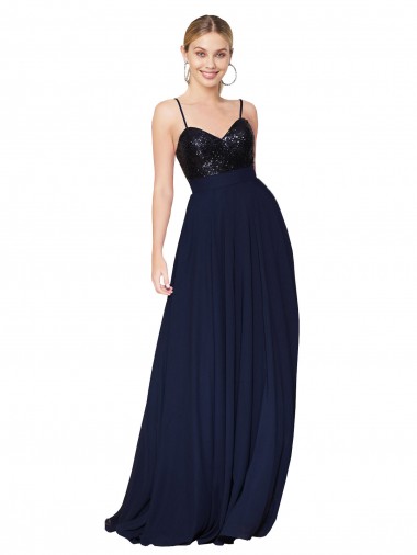 Sweetheart High Neck Sequin Top Long Chiffon Prom Dress Clearance