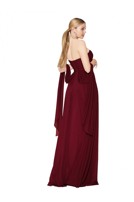 Draped Strapless Long A-Line Chiffon Prom Dress Clearance