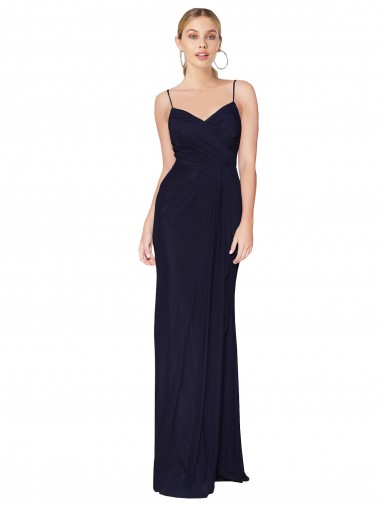 Draped Spaghetti Straps Long Chiffon Mermaid Prom Dress Clearance