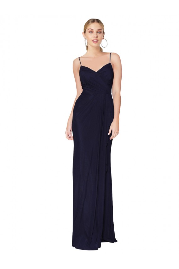 Draped Spaghetti Straps Long Chiffon Mermaid Prom Dress Clearance