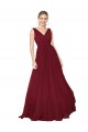 Draped A-Line V-Neck Floor Length Chiffon Prom Dress Clearance