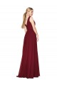 Draped A-Line V-Neck Floor Length Chiffon Prom Dress Clearance