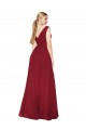 Draped Mermaid Long V-Neck Chiffon Prom Dress with High Slit Clearance