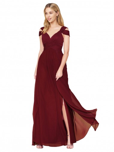 Off the Shoulder Long Chiffon Prom Dress with Side Slit Clearance