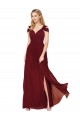 Off the Shoulder Long Chiffon Prom Dress with Side Slit Clearance