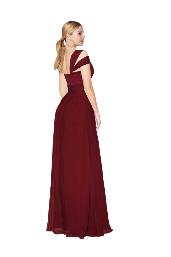 Off the Shoulder Long Chiffon Prom Dress with Side Slit Clearance