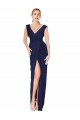 Draped V-Neck Long Chiffon Prom Dress with Front Slit Clearance