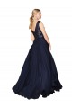 High Neck V-Neck Long Chiffon Prom Dress with Sequin Top Clearance