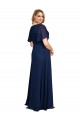 Chiffon V-Neck Short Sleeves Long Prom Dress with High Slit Clearance