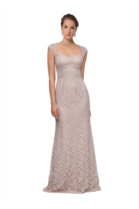 Sweetheart Neckline Cap Sleeves Lace Prom Dress with Twist Clearance