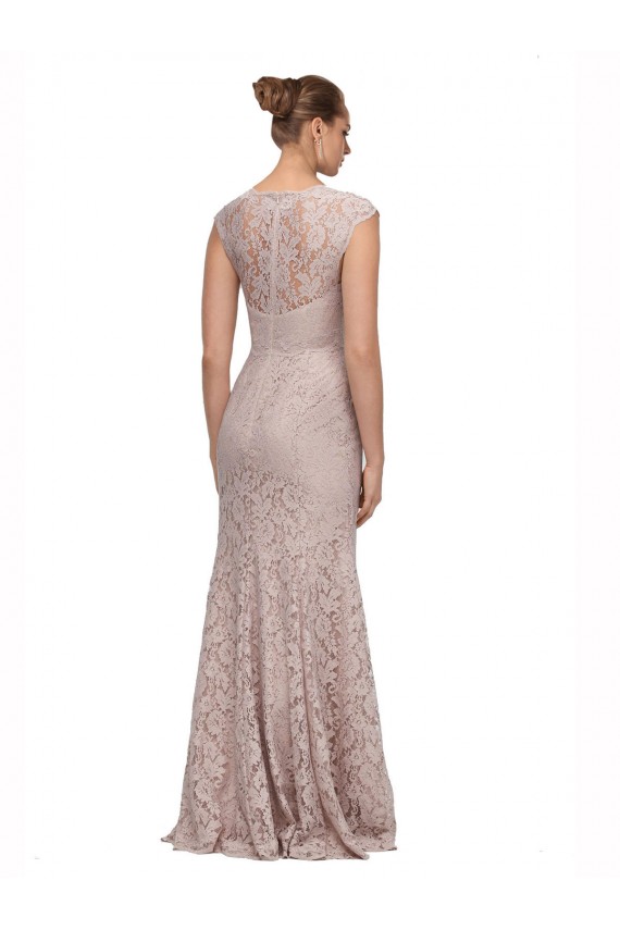 Sweetheart Neckline Cap Sleeves Lace Prom Dress with Twist Clearance