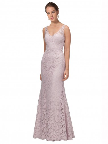 Lace V-Neckline Long Full Length Prom Dress Clearance