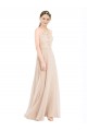 High Halter Neck Illusion Lace Prom Dress with Chiffon Skirt and Keyhole Back Clearance
