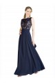 Bateaux Neckline A-Line Lace Prom Dress with Top Nude Layer Clearance