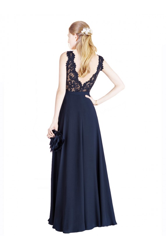 Bateaux Neckline A-Line Lace Prom Dress with Top Nude Layer Clearance