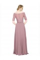 Off the Shoulder Lace Crop Top A-Line Chiffon Prom Dress Clearance