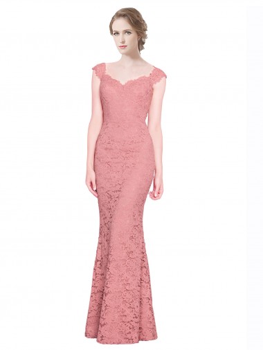 Sweetheart Mermaid Long Lace Prom Dress with Wide Straps Clearance