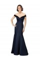 Fit and Flare Satin Prom Dress with Off the Shoulder Neckline Clearance