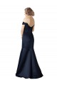 Fit and Flare Satin Prom Dress with Off the Shoulder Neckline Clearance