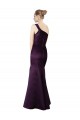 Long Ruched Neckline One Shoulder Satin Prom Dress Clearance