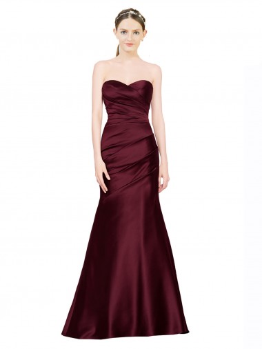 Mermaid Sweetheart Soft Satin Prom Dress with Pleats Clearance