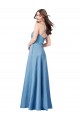 Crossing Strap Back Pleated Bodice Long Satin Prom Dress Clearance