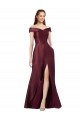 Long Off the Shoulder Satin Prom Dress with Thigh-high Slit Clearance