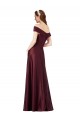 Long Off the Shoulder Satin Prom Dress with Thigh-high Slit Clearance