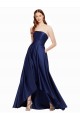 High Low Strapless Satin Prom Dress with Pockets Clearance