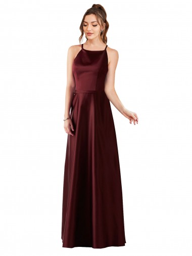 Sleek Satin Prom Dress with Pockets Clearance